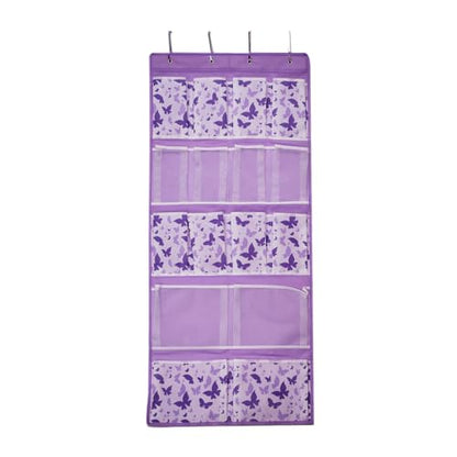 16 Pockets Over Door Hanging Storage Organizer with 4 Kinds Pouches for Shoes,Sock,Hat,Underwear,Handbag,Cosmetics,Toiletry,Behind Door Hanging Shelf Space-saving for Bathroom,Bedroom,Entrance,Purple - style: Medium-Purple: Pack of 1