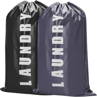 2 Pack Large Travel Laundry Bags, Grey + Black - 24"x36” Heavy Duty Mesh Machine Washable Organizer with Drawstring for College - Holds 4 Loads - color: Grey + Black