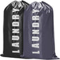 2 Pack Large Travel Laundry Bags, Grey + Black - 24"x36” Heavy Duty Mesh Machine Washable Organizer with Drawstring for College - Holds 4 Loads - color: Grey + Black