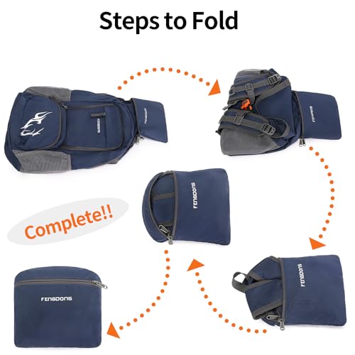 FENGDONG 35L Lightweight Foldable Waterproof Packable Travel Small Hiking Backpack Daypack for men women - color: A5-royal Blue