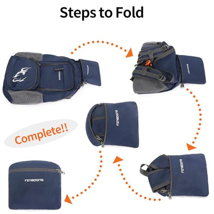 FENGDONG 35L Lightweight Foldable Waterproof Packable Travel Small Hiking Backpack Daypack for men women - color: A5-royal Blue