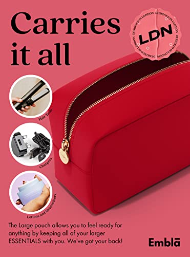 Embla Large Makeup Bag and Waterproof Nylon Travel Toiletry Bag, Large Capacity Cosmetic Zipper Pouch, Red - color: Ruby, size: Large