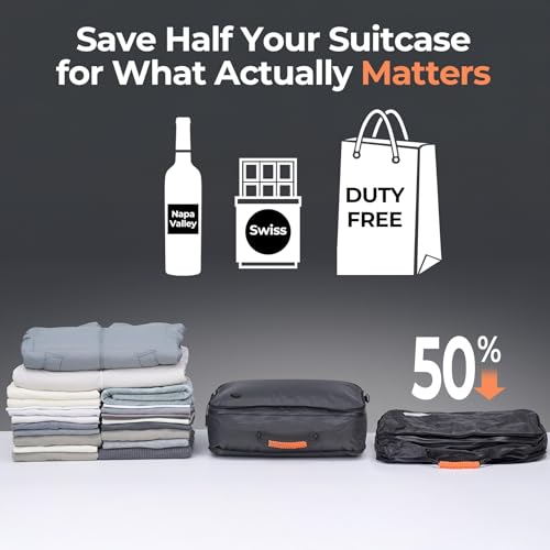 Relime Apex Series Vacuum Bags for Travel Luggage, 180° Open, Reusable Compression Bags for travel Pack, Vacuum Seal Packing Cube for Cloth (2Large+Pump)
