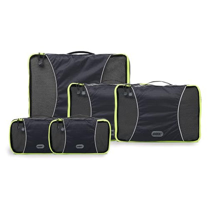 GOX Ultra Light 5 piece Packing Cubes Travel Luggage Organizer 1 Large 2 Medium 2 Small - color: black