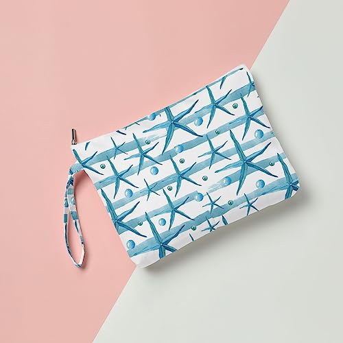 Fokongna Wet Bag Travel Wet Dry Bag for Swimsuit Beach Pool Diapers Dirty Yoga Gym Clothes Zipper Pouch for Women Sister Friends Ocean Sea Shells Beach Starfish Gifts - color: Starfish & Bubbles