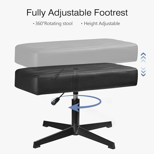 VECELO Under Desk Footrest, PU Ergonomic Foot Rest with Comfort Padding, Height Adjustable for Relieving Leg Pain, Stiffness, and etc, Black - color: Black