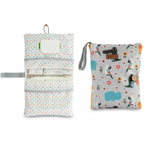 HAMUR Baby Diaper Bag Organizer – Compact & Foldable Stroller Pouch for Newborn Essentials | Travel-Friendly | Fits Boys & Girls (Animal) - color: Animal
