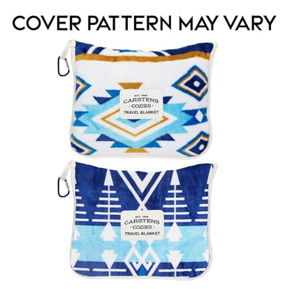 Carstens, Inc. Travel Blanket, Premium Compact 2-in-1 Airplane Blanket/Pillow, Open Sky Blue Aztec - color: Open Sky Blue Aztec