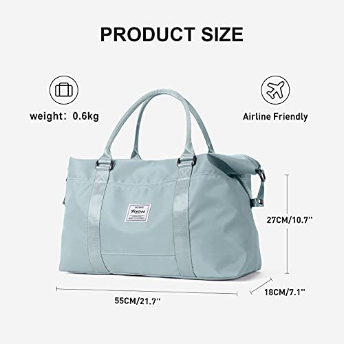 Sport Travel Duffle Bag Large Gym Tote Bag for Women, Weekender Carry on Bag for Airplane, Ladies Beach Overnight Bag Waterproof Luggage Bag with Wet Pocket - color: Blue