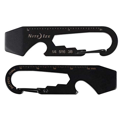 Nite Ize DoohicKey Keychain Multi Tool, Stainless-Steel 5-in-1 Multi Tool With Bottle Opener + Carabiner Clip, Black - size: 1 Count (Pack of 1)