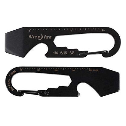 Nite Ize DoohicKey Keychain Multi Tool, Stainless-Steel 5-in-1 Multi Tool With Bottle Opener + Carabiner Clip, Black - size: 1 Count (Pack of 1)
