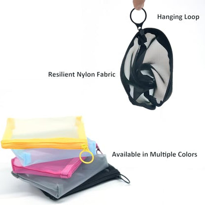 patu Widened Zipper Mesh Bags, Size M, 7" x 5.5" x 2", 5 Pieces, Beauty Makeup Cosmetic Accessories Organizer, Travel Toiletry Kit Set Storage Pouch, Black - size: M, Widened (7" x 5.5" x 2", 5 pcs)