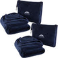 BlueHills Premium Soft 2-Pack Travel Blanket Pillows Airplane Large Plane Flight Throw Blankets for Two in Bag Compact Traveling Essentials Set Packable Warm Gifts Navy Blue T011 - color: Navy-2pk-t011