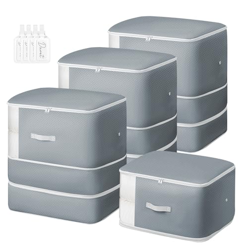 Comforter Storage Bag - 130L Large Capacity Blanket Storage Bags 3-Layer Ultra Space Saving Self Compression Organizer, Washable Compression Bags for Storage Comforter Blanket, 4-Pack, Grey - color: Grey, size: XL-4 Pack - 3-Layer