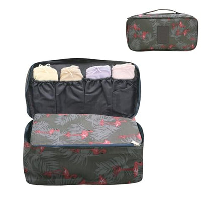 Bra Underwear Storage Bag Portable Multi-Functional Travel Organizers Pouch Case Packing Cube Cosmetic Bag,Grey Flamingo - color: Grey Flamingo