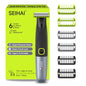 Body Hair Trimmer for Men, Electric Groin & Pubic Hair Trimmer, Painless Body Shaver for Chest, Legs, Bikini, Waterproof Wet/Dry, USB-C Rechargeable, Self-Sharpening Blades, 6 Guide Combs - color: Green
