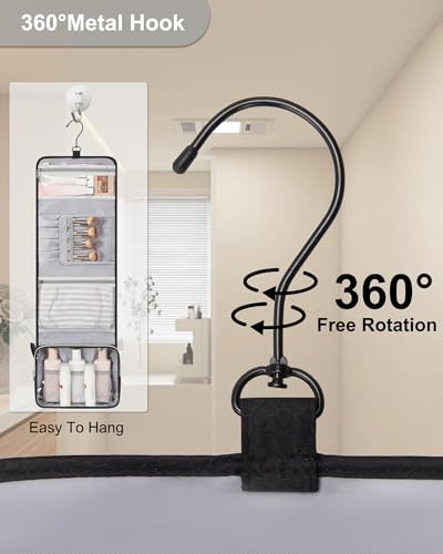 Travel Hanging Toiletry Bag with Makeup Brush Board, Portable Toiletries Bag with Hanging Hook, Water Resistant Wash Bag, Makeup Organizer with Cosmetics for Full Sized Travel Essentials - Black - color: 01A Black with Makeup Board, size: Large