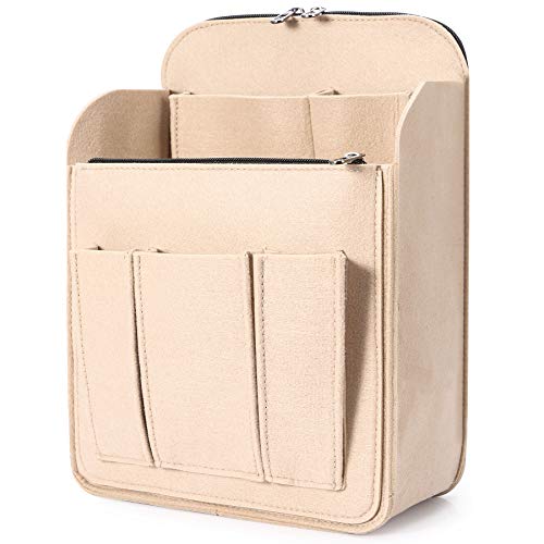 Yoillione Felt Backpack Organizer Insert for Women and Men, Large Travel Rucksack Insert with High Capacity, Lightweight Bag Organizer with Zipper Pockets - color: Beige, size: Medium