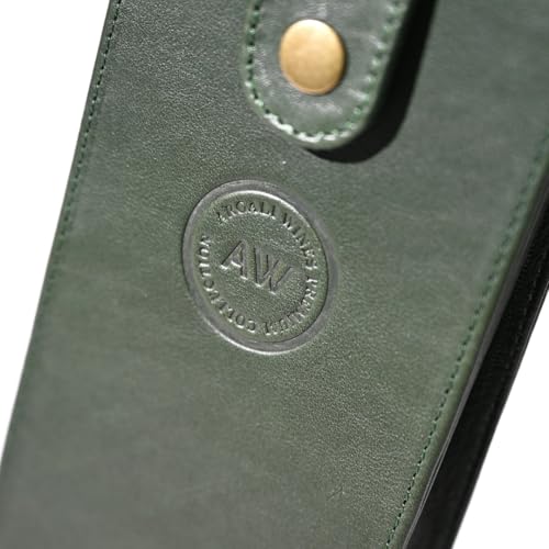 Premium Collection Single Bottle Wine Tote, Green | Genuine Leather, Elegant & Durable, Secure Locking Strap, Sophisticated Gift for Wine Enthusiasts - color: Green