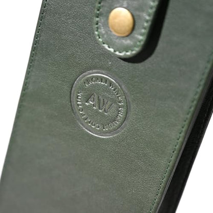 Premium Collection Single Bottle Wine Tote, Green | Genuine Leather, Elegant & Durable, Secure Locking Strap, Sophisticated Gift for Wine Enthusiasts - color: Green