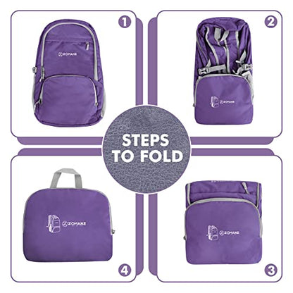 ZOMAKE Lightweight Packable Backpack 30L - Foldable Hiking Backpacks Water Resistant Compact Folding Daypack for Travel(Purple) - color: Purple
