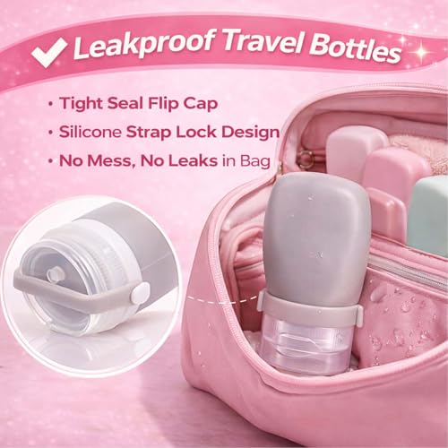 1 oz Travel Bottles, Leakproof Silicone Squeeze Bottle Mini Travel Size Container for Toiletries Lotion Shampoo and Conditioner Liquid Salad Dressing to go Condiment, TSA Approved, 4 Pack - color: Pink, Green, Clear, size: 1 oz