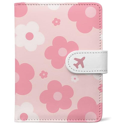 Passport Holder, Travel Wallet Cover with Pen Loop | Cute RFID Blocking Leather Case with Magnetic Closure for Travel Essentials-Garden - color: H-Garden