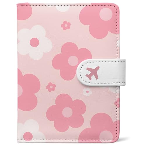 Passport Holder, Travel Wallet Cover with Pen Loop | Cute RFID Blocking Leather Case with Magnetic Closure for Travel Essentials-Garden - color: H-Garden