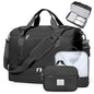 Travel Duffel Bag, Carry-on Overnight Weekender Bags with Shoes Compartment | For Spirit Airlines 18x14x8 Personal Item Bag,Wet Pocket,3 Pcs Set,Small - color: Black 3Pcs Set, size: Small