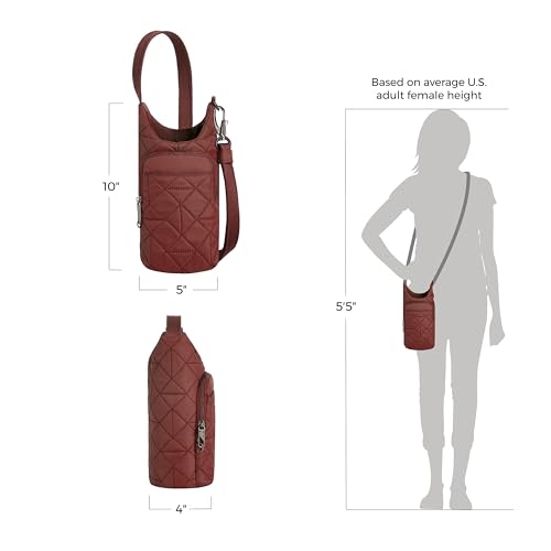 Travelon Anti-Theft Boho Insulated Water Bottle Tote - color: Paprika