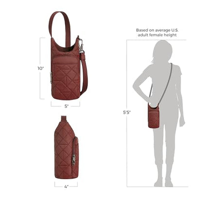 Travelon Anti-Theft Boho Insulated Water Bottle Tote - color: Paprika