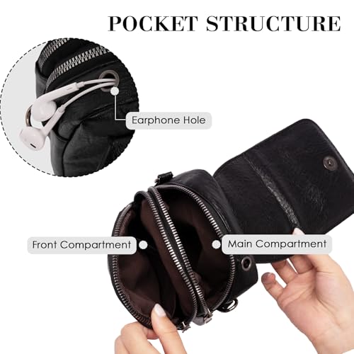 Small Crossbody Bags for Women, Vegan Leather Messenger Bag Anti Theft, Shoulder Bag with Card Slots - color: Oil Black