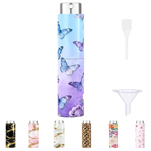 5ml Perfume Atomiser Refillable Bottles Portable Mini Spray Travel Bottle Easy to Refill Empty Atomizer Bottle for Purse Handbag Pocket Luggage,Bright Color (green butterfly 1) - color: green butterfly 1