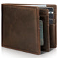 Artpaxy Mens Wallet Genuine Leather Bifold RFID Blocking Wallet for Men with 1 ID Window 13 Card Holders 2 cash pockets 1 Gift Box - color: Dark Coffee Brown