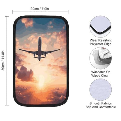 Airplane Sunset Sky Car Center Console Cover Pad,Airplane Sunset Sky Printed Universal Armrest Cover Pads Waterproof Vehicle Armrest Protector for Most Cars,Trucks and SUV