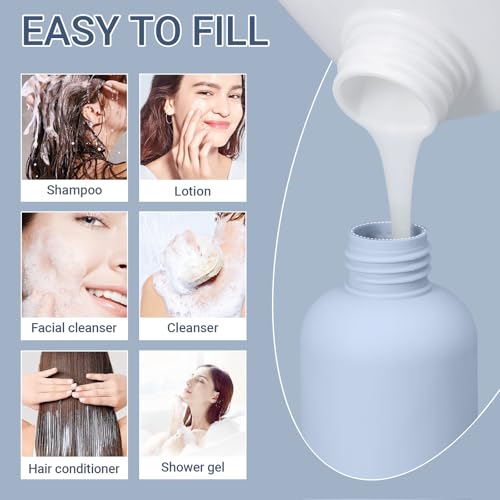 10oz Travel Shampoo Bottle, Empty Plastic Squeeze Bottles with Flip Cap, Lotion Container for Toiletries Travel Size Shampoo and Conditioner (3 PACK BLUE) - color: Blue, size: 10 oz