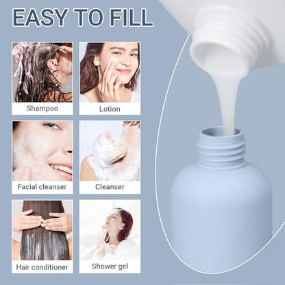 10oz Travel Shampoo Bottle, Empty Plastic Squeeze Bottles with Flip Cap, Lotion Container for Toiletries Travel Size Shampoo and Conditioner (3 PACK BLUE) - color: Blue, size: 10 oz