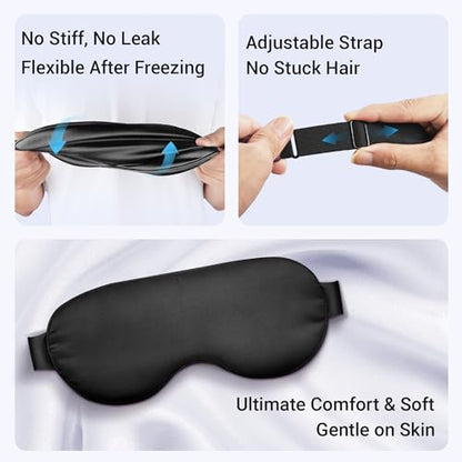 Cooling Eye Mask for Dark Circles Puffiness - Fsa Eligible Items Hsa, Cold Compress for Puffy Eyes Migraines Headache Sleeping After Surgery, Gentle Weighted Travel Essentials Gel Ice Pack (Black) - color: Black