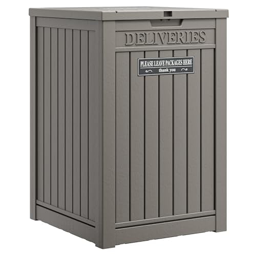 Package Delivery Box for Outside, Storage Box with Lockable Secure, Outdoor Resin Package Drop Container Waterproof for Backyard, Garden, Patio & Lawn, Grey - color: Grey