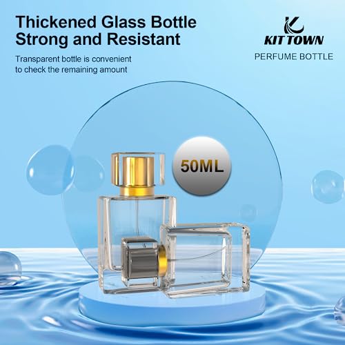 Refillable Perfume Bottle 2 Pack Glass Perfume Spray Bottle 50ml 1.7oz Large Empty Travel Perfume Atomizer Refillable,Replacement Perfume Bottles for Women Men - color: 2 COLORS-BLACK GOLD