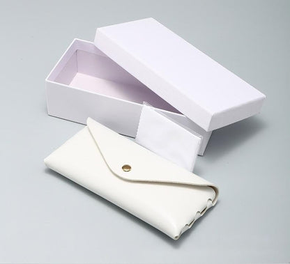 Portable Leather Glasses Case Anti-pressure Glasses Bag Coin Purse Storage Bag Suitable for Men and Women - color: Button Suit White