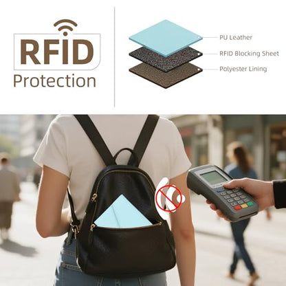 ZOPPEN Mulit-purpose Rfid Blocking Passport Holder Travel Wallet (Ver.4) Passport and Vaccine Card Holder ComboTri-fold Document Organizer Travel Essentials - color: #23 Paradise Blue