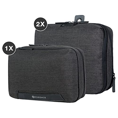 Nordace Travel Packing Organizers Set for Men and Women - 2x Packing Cubes & 1x Wash Pouch - Durable & Water Resistant (Black) - color: Black