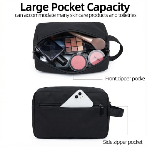 DSYSC Travel Toiletry Bag for Women Men, Small Makeup Bag, Water-Resistant Cosmetic Bag, Cosmetic Pouch, Traveling Dopp Kit, Travel Essentials Accessories (Grey) - color: Grey