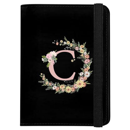 Cute Passport Holder and Holder Combo Passport Cover with RFID Blocking Women Men Compatible Wallet Credit Card Protector (Initial Monogram-C) - color: Black-C