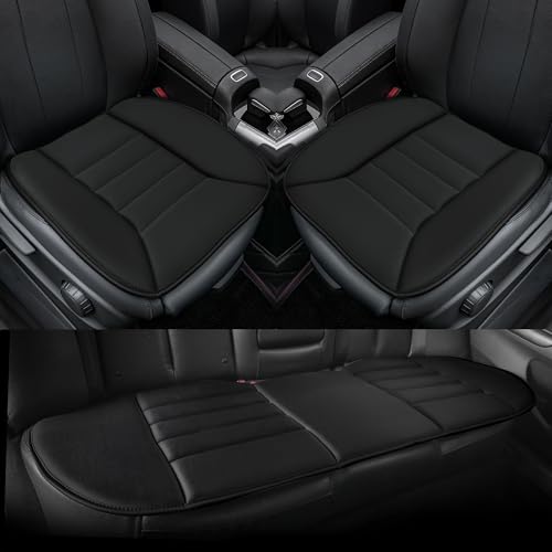 kingphenix 3-Piece Car Seat Cushion Set, 1.2inch Memory Foam Comfort, 2 Front Automotive Seat Cushions + Rear Bench Cushion, Non-Slip Bottom, Fits Sedan SUV Truck Van, Car & Office Chair, Black - color: Black, size: Full Set (2 Front + 1 Rear Bench)