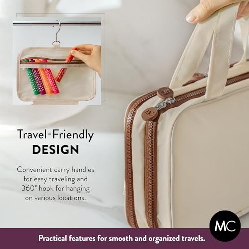Kids Travel Organizer – Multi-Compartment, Water-Resistant Hanging Bag for Toys, Snacks, & Activities - Compact, Lightweight Design with Hook & Carry Handle - Perfect for Travel Use (Beige, Small) - color: Beige, size: Small