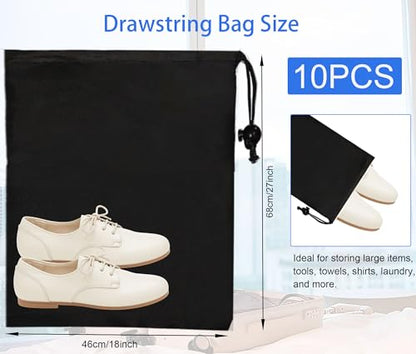 10-Pack Drawstring Bags with Toggle Closure - Lightweight & Durable Nylon Gym Bags for Sports, Travel and Daily Use - size: 18 x 27 Inch