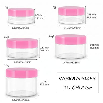 10 Pieces Travel Size Containers, 3/5/10/15/20 Gram Small Travel Containers for Cream, Lotion, Lip Balm and Toiletries, Leak Proof Sample Jars With Labels & Spatulas, Pink - color: Pink
