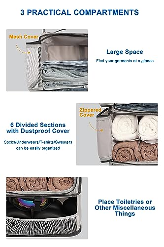 ELEZAY Hanging Packing Cubes Portable Closet 3-Shelf Travel Collapsible Compression Garment Organizer for Carry-on Luggage Suitcase Space Saver Bag X-Large_No Side Pockets, Lightgrey - color: Lightgray, size: X-Large_12*10*24 IN